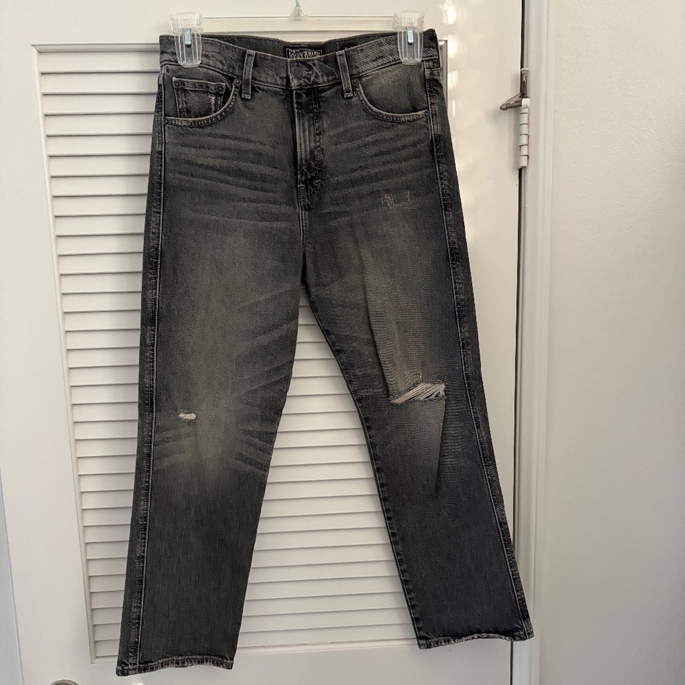 Lucky Brand Authentic Straight Crop Jeans – Grey Distressed (Size 28)